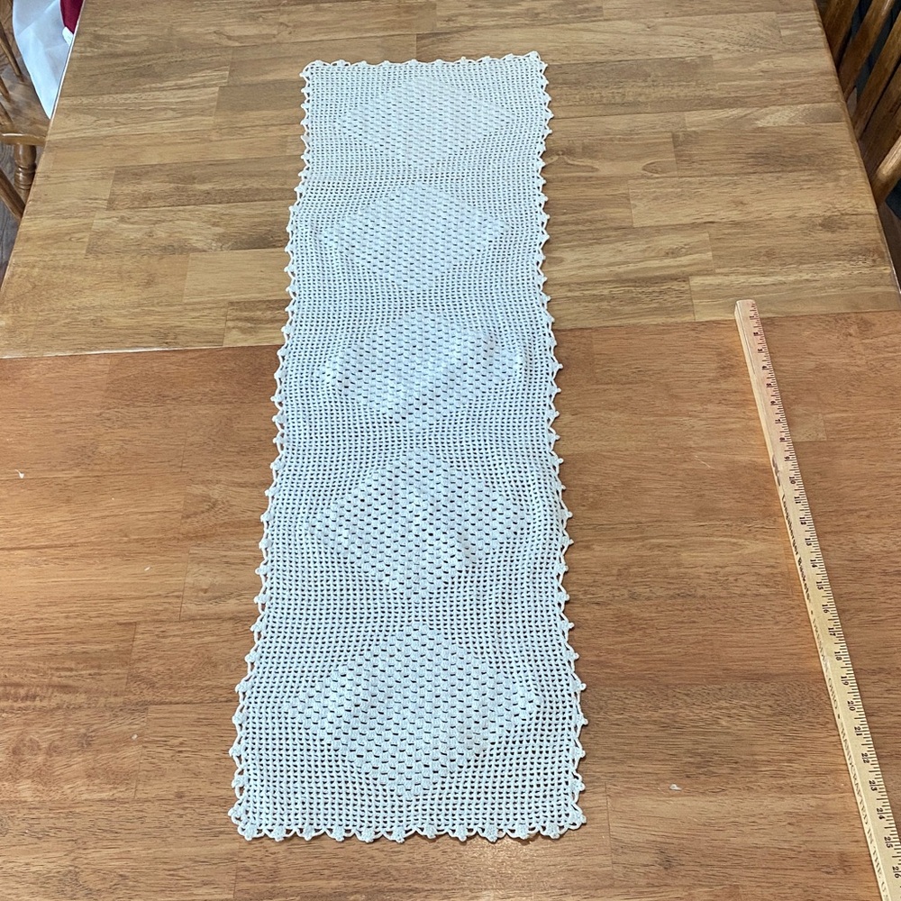 Elegant Cream Crochet Table Runner